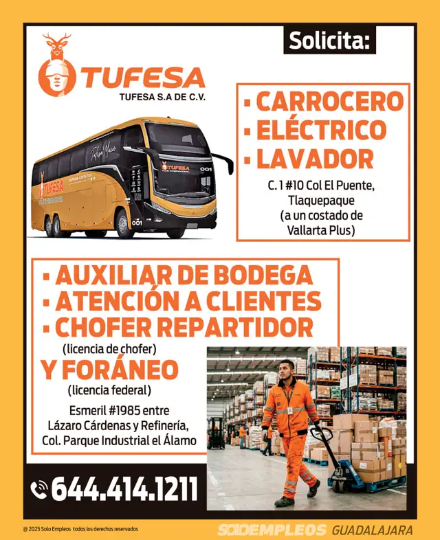Vacante de empleo en Guadalajara publicada el 2026-06-05 en Solo Empleos