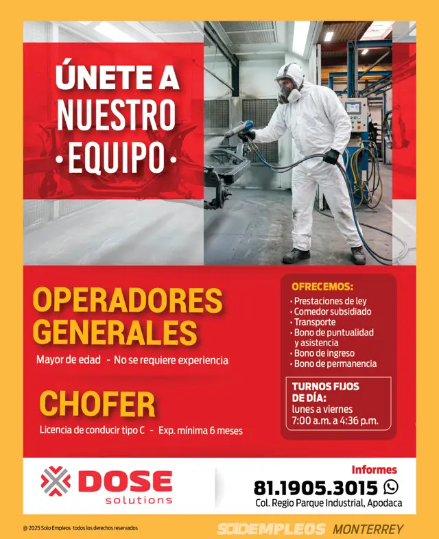 Vacante de empleo en Monterrey publicada el 2026-06-05 en Solo Empleos