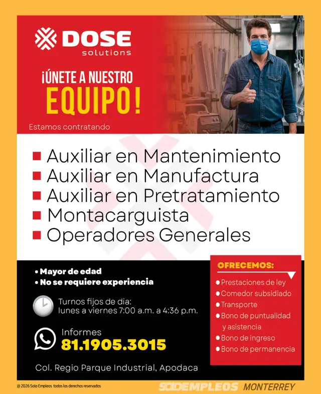 Vacante de empleo en Monterrey publicada el 2026-07-24 en Solo Empleos